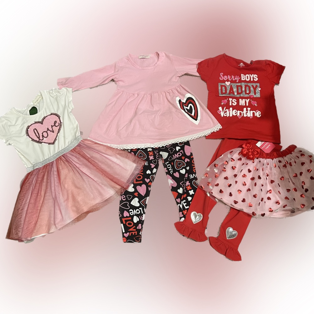 Valentine’s Day outfits for 3T-4T girls. Multiple pieces!